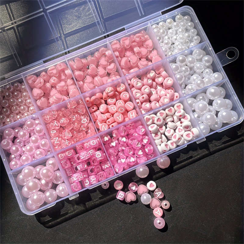 Body Jewelry Organizer - 10-częściowy różowy zestaw z alfabetem, koraliki