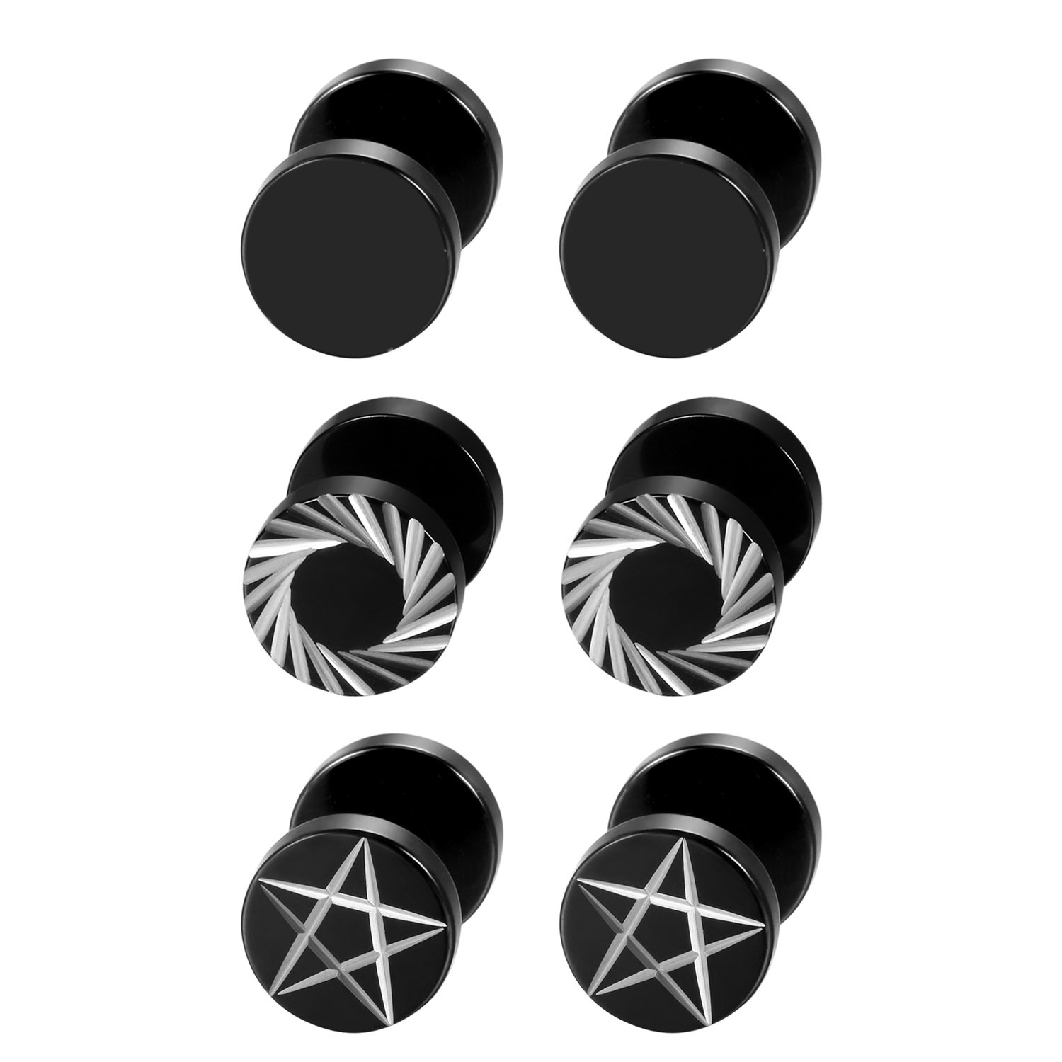 Body Jewelry Tunnels - 2 sztuk/6 sztuk czarne stal nierdzewna