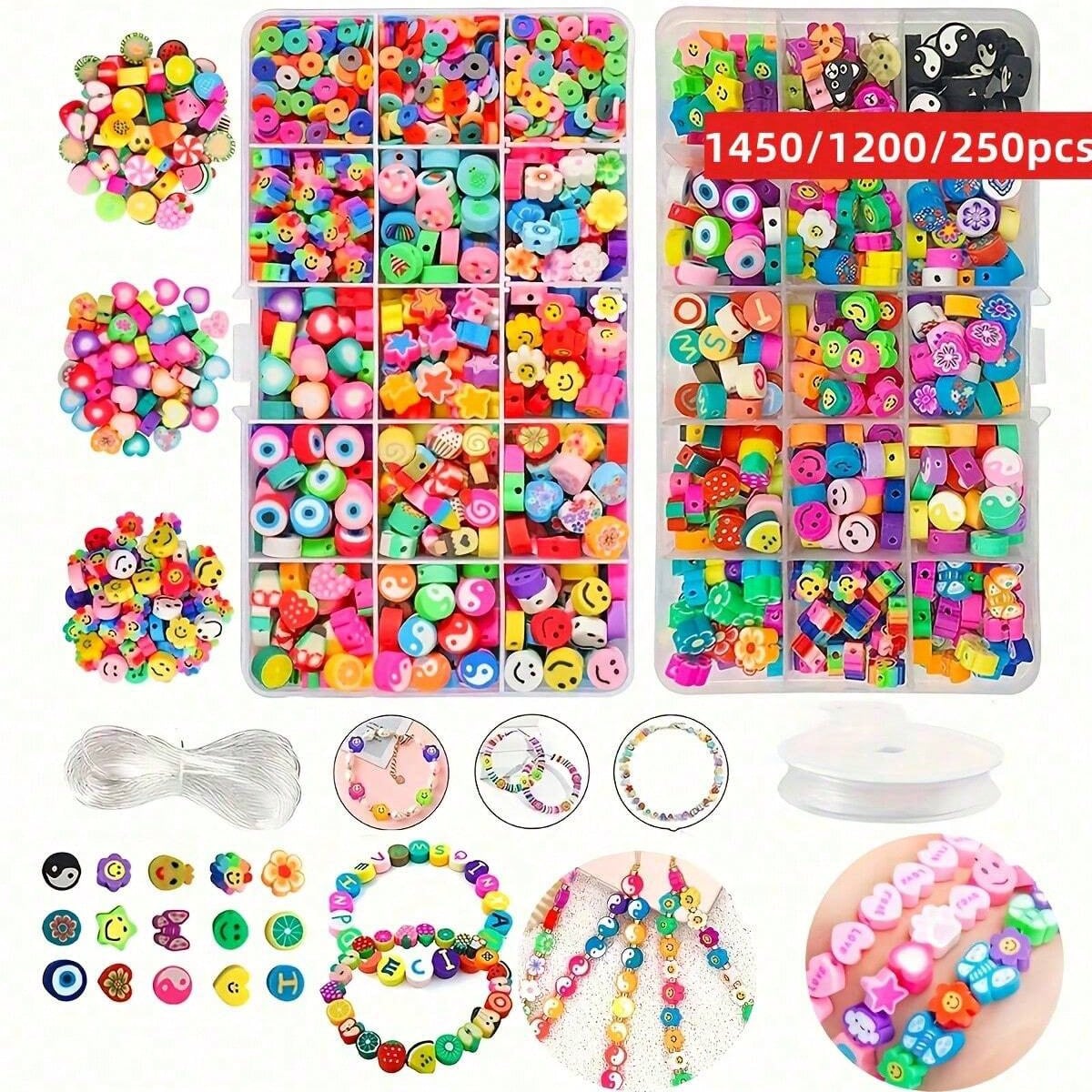 Body Jewelry Organizer - Zestaw koralików z modeliny 1450/1200/250 sztuk,