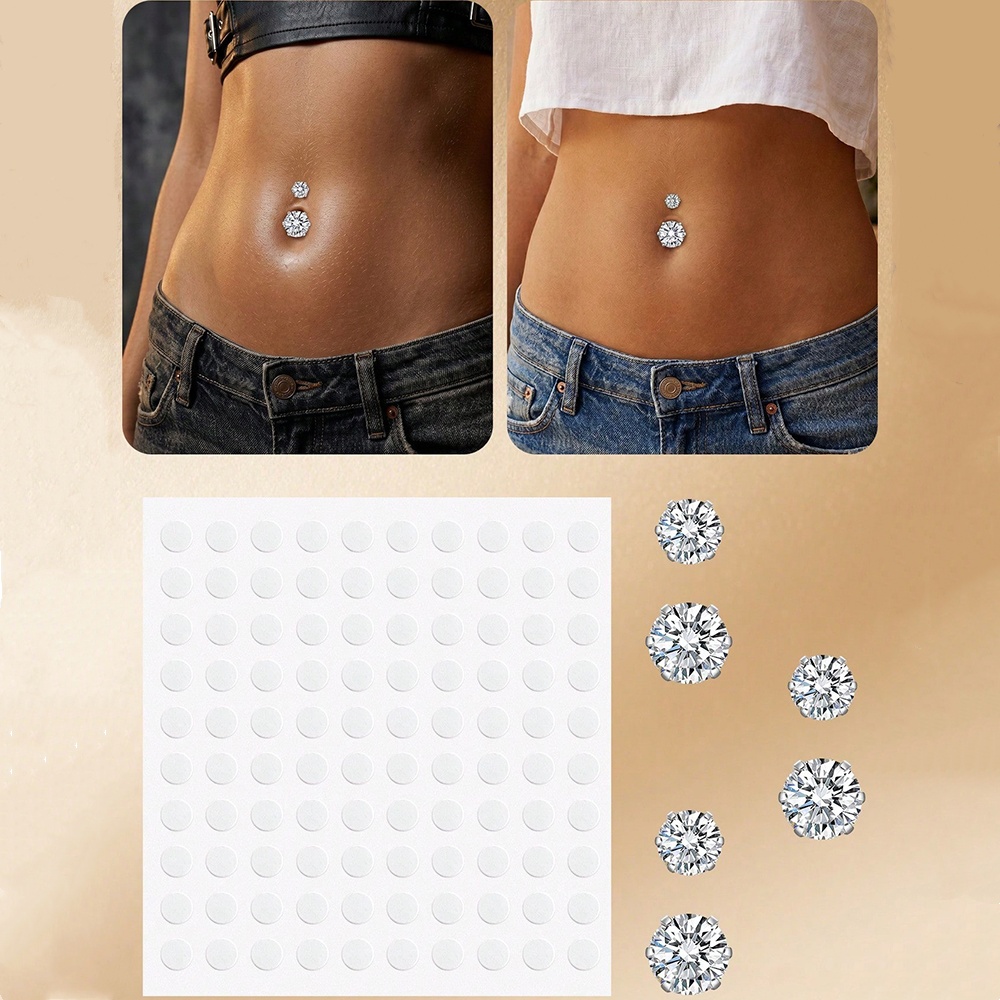 Body Jewelry Hoops - Sztuczny kolczyk do pępka z cyrkonią,