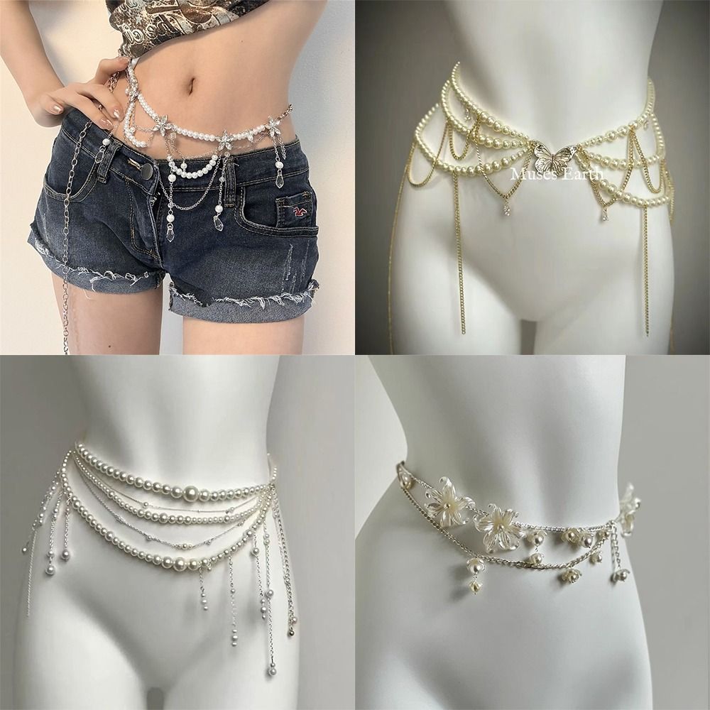 Body Jewelry For Sale - Eleganckie łańcuszki na talię z perłami,