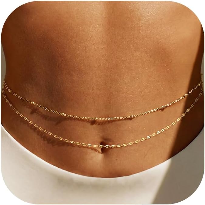Body Jewelry For Sale - Pozłacany 14-karatowym złotem łańcuszek na talię