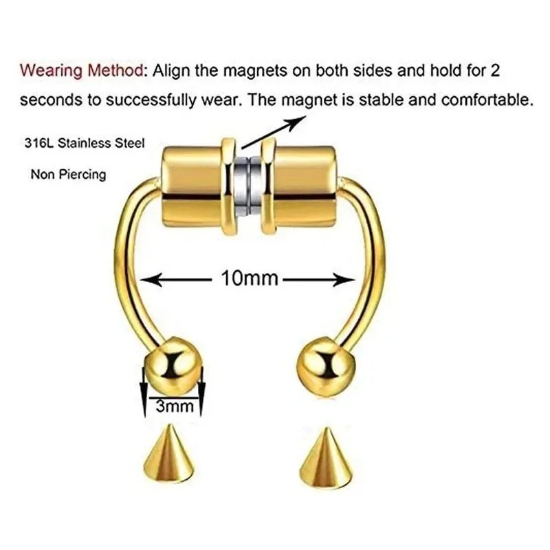 1/2/3 szt. Sztuczne magnetyczn – Body Jewelry Hoops recenzja i cena