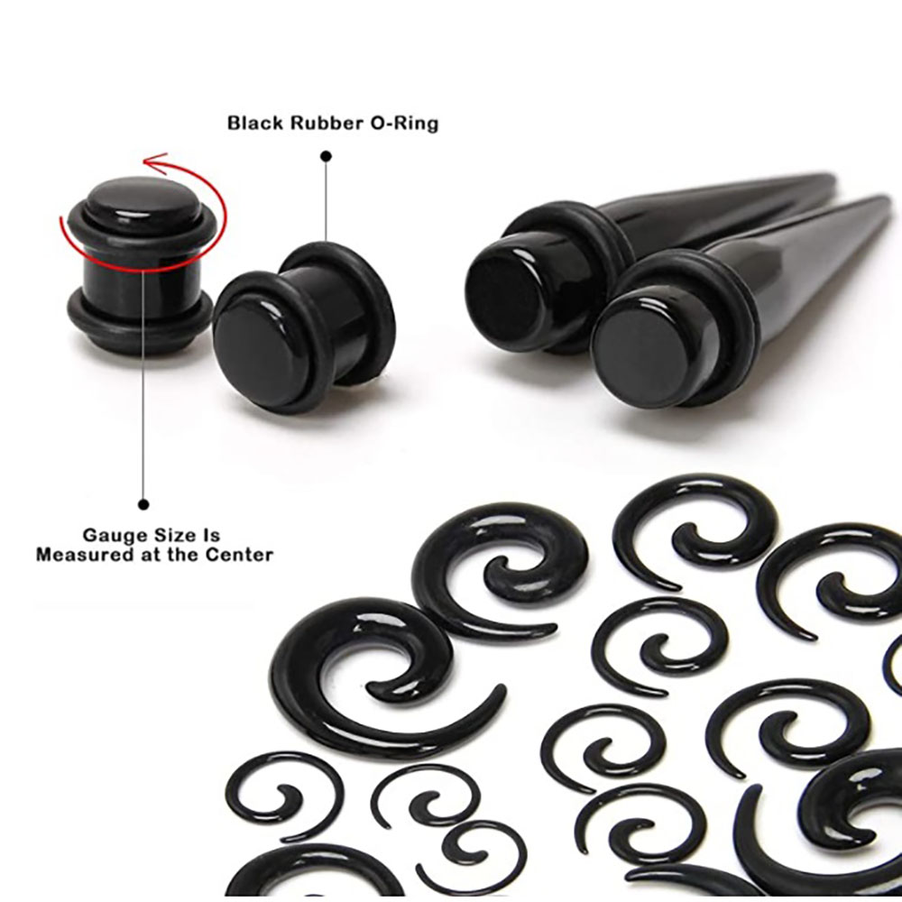 1 Zestaw stożków do uszu Czarn – Body Jewelry Tunnels recenzja i cena