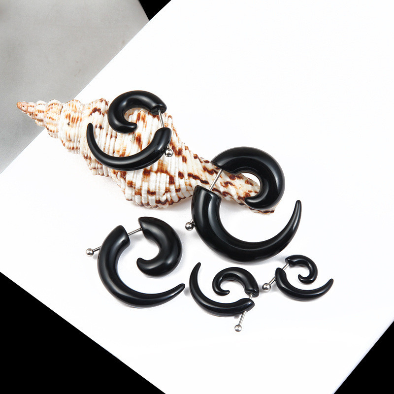 Punk Black Tribal Spiral Earri – Body Jewelry Tunnels recenzja i cena